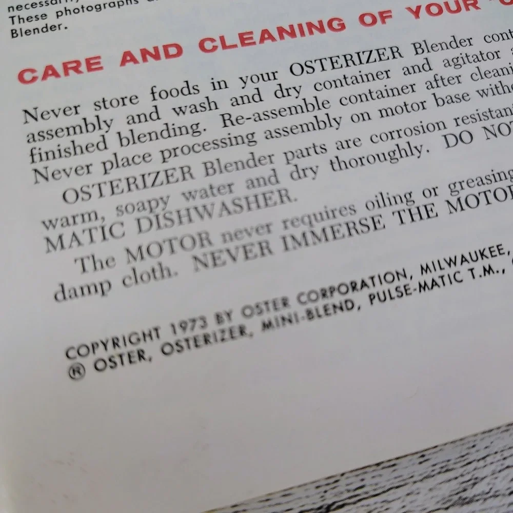 Osterizer Blender Spin Cookery Cookbook Owners Manual Booklet & Recipes 1973 Vtg